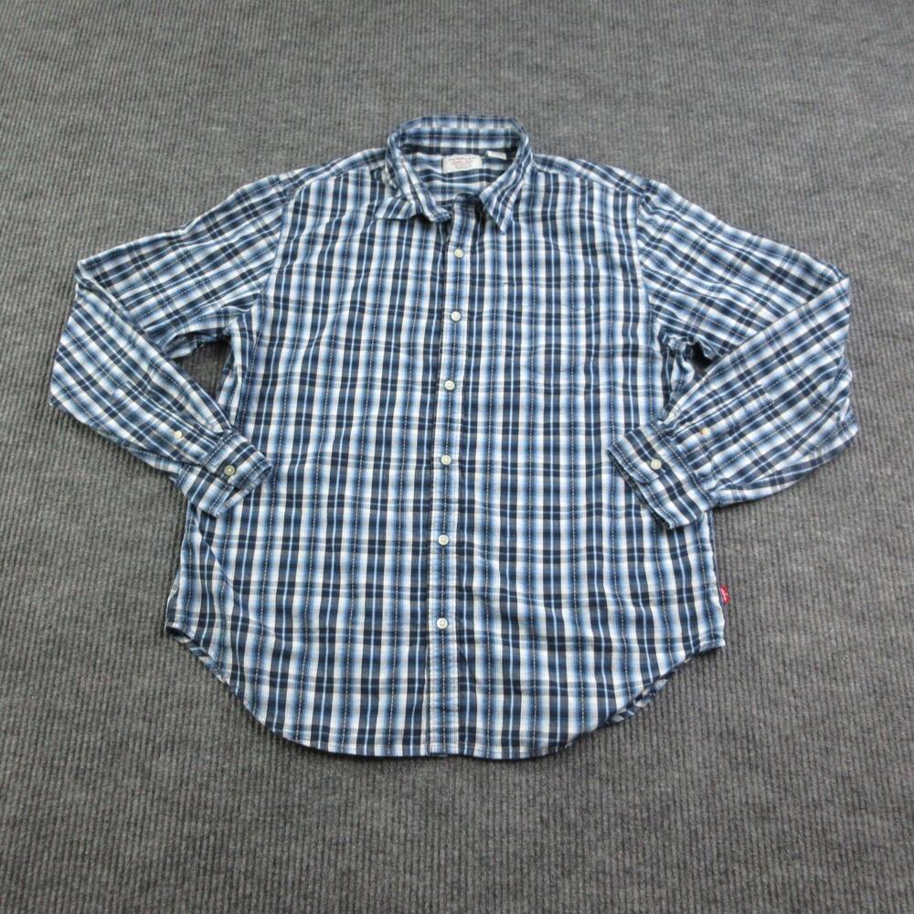Levi Strauss & Co. Shirt Mens XL Blue Plaid Button Up Long Sleeve Casual